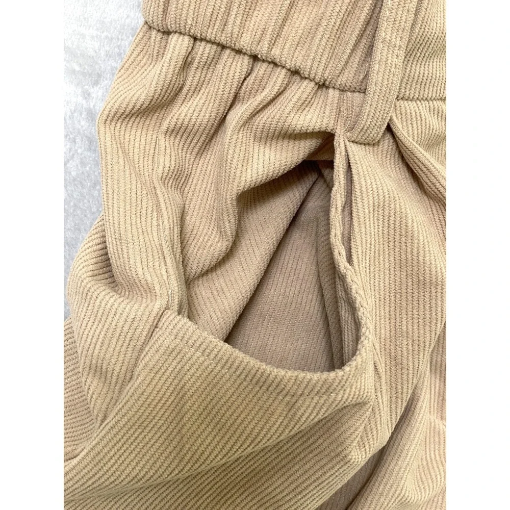 SHEIN Corduroy Pants Women's Small Beige High Waist Casual Vintage Style